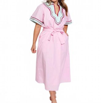 THML Clothing Contrast Midi Dress In Chic Pink