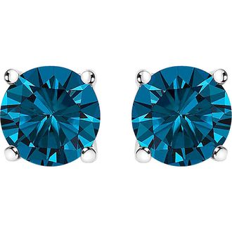 House of Brilliance 14K Gold 1.00 Cttw Blue Lab Grown Diamond Stud Earrings in White at Nordstrom