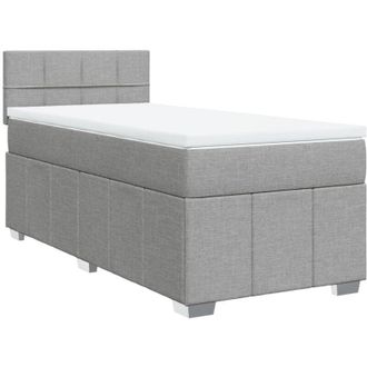 vidaXL Cama Box Spring Con Colch&oacute;n Tela Gris Claro 100x200 Cm Vidaxl