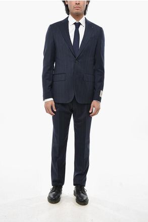 Corneliani CC COLLECTION Abito a 2 Bottoni Gessato con Revers Classico taglia 54