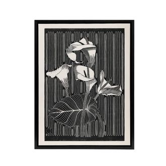 Artery8 Stylised Calla Lily Flowers De Mesquita Framed Canvas Wall Art Print in Black | Size: W24 x H32
