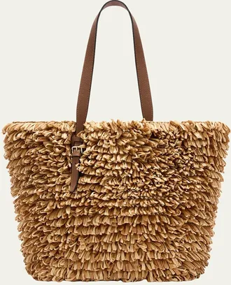Valextra Fringe Raffia Tote Bag