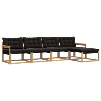vidaXL Conjunto De Sof&aacute;s De Exterior Con Coj&iacute;n 5 Pcs Blanco Y Negro Vidaxl