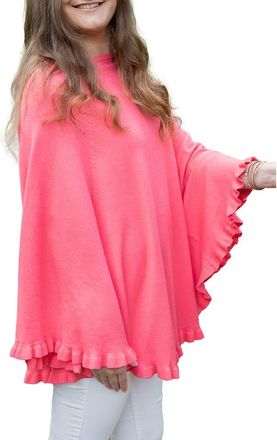 Saachi Talia Ruffle Hem Poncho in Coral at Nordstrom Rack