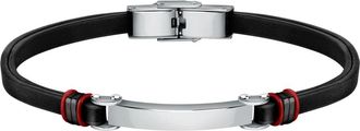 Sector Bandy Armband Zilver Zwart Roestvrij Staal Leer - Heren - Armbanden - Veelkleurig - ONE Size - Leer - Accessoires