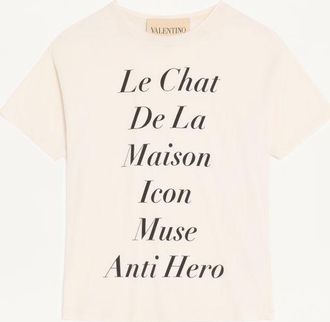 Valentino Valentino Cotton T-Shirt with Le Chat de la Maison Icon Muse Anti Hero print Man IVORY XXL