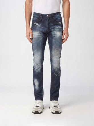 Philipp Plein Jeans skinny Dragon Strass in denim di cotone con ricami