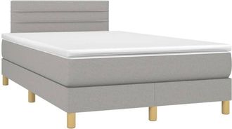vidaXL Vidaxl - Cama Box Spring Con Colch&oacute;n Tela Y Led Gris Claro 120x200 Cm