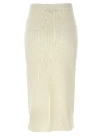 Alessandra Rich Ribbed Wool-Cashmere Blend Skirt - Cream