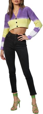 Msgm Tie-Dye Cropped Cardigan In Lilac