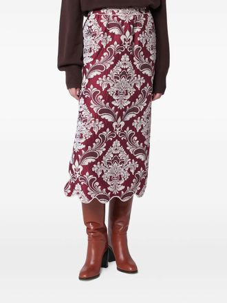 Farm Rio Midi-rok met jacquard en gewelfde zoom - Rood