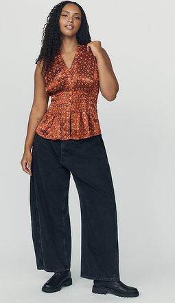 Pilcro Linden Sleeveless Silken Pleated Blouse by Pilcro