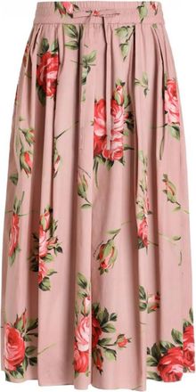 Dolce & Gabbana Pink Floral Midi Skirt