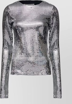 Maison Margiela metallic grid long-sleeve crew-neck blouse