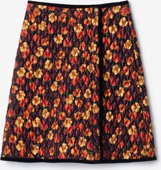 Burberry Geranium Leaf Quilted Nylon Skirt, Size: XS