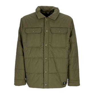 Vans Light Jackets, male, Green, Size: L Puffer Jacket with Collar and Poussoir