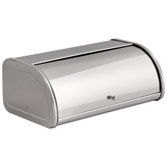 Beliani Panera De Metal De Acero Inoxidable Con Tapa Enrollable 45 X 26 X 17 Cm Plateado Delectation