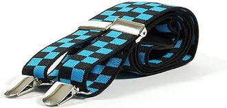 Retro Styler SKA Check Trouser Braces - Pink, Green, Purple, Red, Blue or White (Black and Blue)