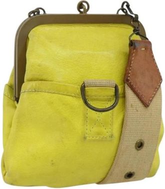 Miu Miu Pre-owned Leren Schoudertas - Dames - Vintage Schoudertas - Geel - ONE Size - Leer - Vintage