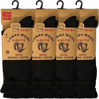 Generic 2 Pairs Merino Diabetic Mens Wool Socks Loose Top Men Wool Non-Elastic Socks Mens Thick Boot Socks Winter Sock 2.4 TOG UK Size 6-11 Black (Black)