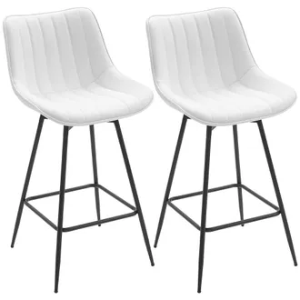 HOMCOM Taburetes de bar 47x54.5x97.5 cm blanco