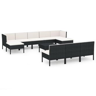 vidaXL 11 Pcs Garden Lounge Set Con Coj&iacute;n De Pozo De Terciopelo