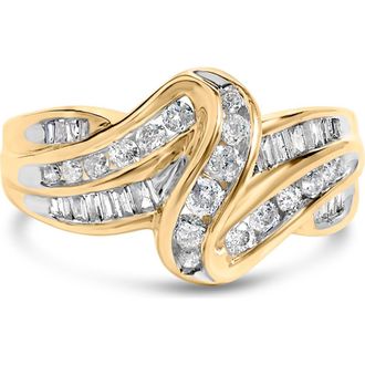 House of Brilliance 10K Yellow Gold 3/4 Cttw Diamond Double Shank Bypass Ring at Nordstrom, Size 7.25