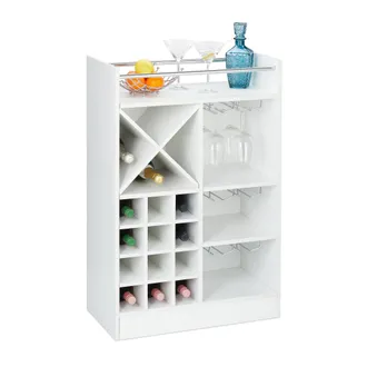 Relaxdays Relaxdays - Botellero Grande Para 22 Botellas Vino, Mueble Bar, De Pie, Tablero Aglomerado, 1 Ud., 96x63x35 Cm, Blanco