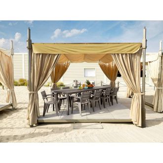 Dmora Tavolo da esterno Campana, Base per picnic, Piano da pranzo da giardino multiposizione, Banco outdoor multiuso, Made in Italy, 292x86 h74 cm
