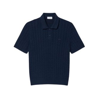 Lacoste V-hals kabel gebreid - Heren - Truien - Blauw - Maat: XS Katoen