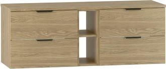 Petits Meubles Mueble bajo lavabo 2 compartimientos encimera estratificado marr&oacute;n