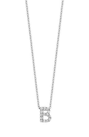 Bony Levy Diamond Pavé Initial Pendant Necklace in 18K White Gold - B at Nordstrom, Size 18 In