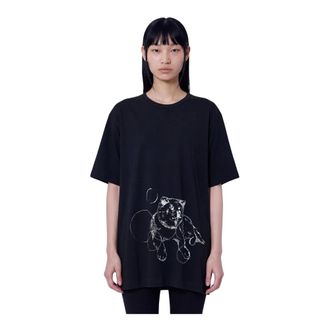 Yohji Yamamoto T-shirt stampata a maniche corte in cotone Mimi - - Tops - Donna - Nero - M