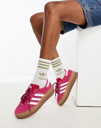 adidas Originals Gazelle Bold - Sneakers rosa wild con suola platform in gomma