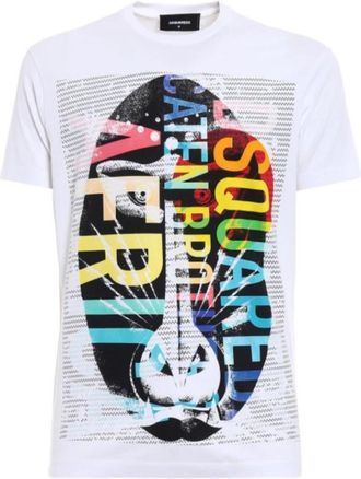 Dsquared2 Stijlvol Wit T-shirt - Heren - T-shirts - Veelkleurig - S - Katoen - Tops