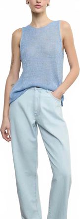 Enza Costa Linen Open Knit Tank In Sky