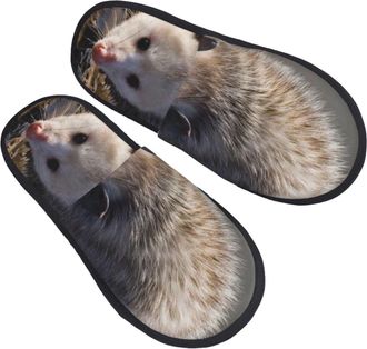 Generic Cotton Slippers Possum Hissing Non-Slip Fluffy Slippers Reusable Indoor Shoes For Spa Bedroom Women M