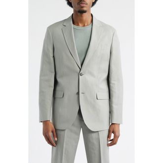 Open Edit Slim Fit Solid Linen Blend Sport Coat in Green Chaparral at Nordstrom, Size 36