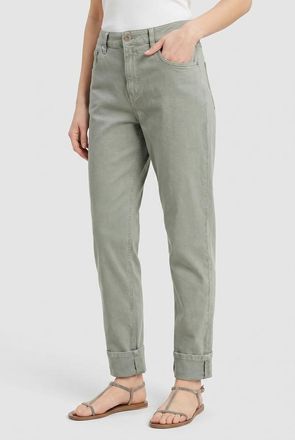 Brunello Cucinelli Sage Cotton Relaxed Fit Trousers, Brand Size 34 (US Size 0)