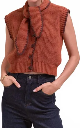 Merci Dunne Sleeveless Sweater In Brown
