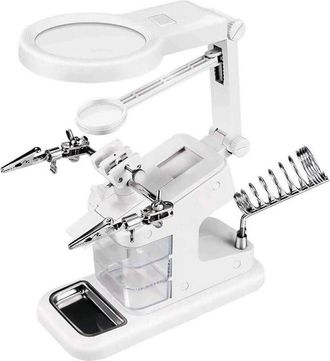 OEM Loupe Troisi&egrave;me Main - 3x 4,5x 25x - 10 Led - Bras Flexible 360&deg; - Pinces Crocodiles - 1 Pi&egrave;ce