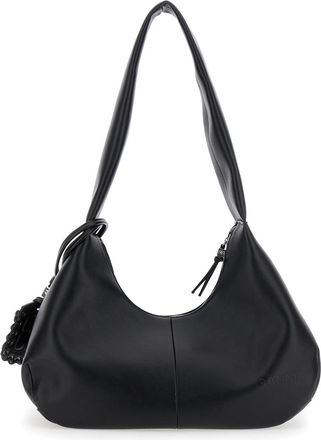 Ganni Womens Shoulder Bag Bou Hobo Black Leather Recycled