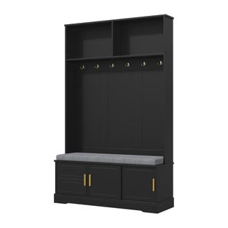 Urban Meuble Mueble recibidor negro banco zapatero perchero