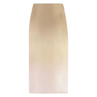 Prada Rokken, Dames, Beige, S, Gradient Twill Midi Rok