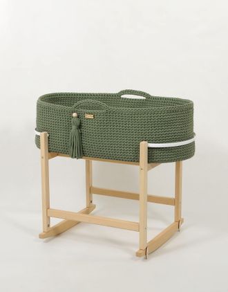OEM Cesta Mois&eacute;s Boho Hecha A Mano Con Cuna - Pistacho