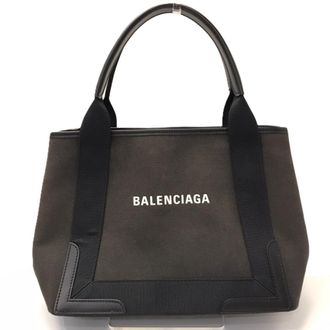 Balenciaga Navy Cotton Canvas Leather Handbag Tote Bag (Pre-Owned)