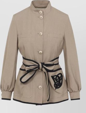 Valentino caban jacket embroidered logo vg belted