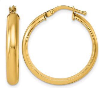 Diamond2Deal 14K Yellow Gold Polished 3.8x24.7mm Round Hoop Earrings