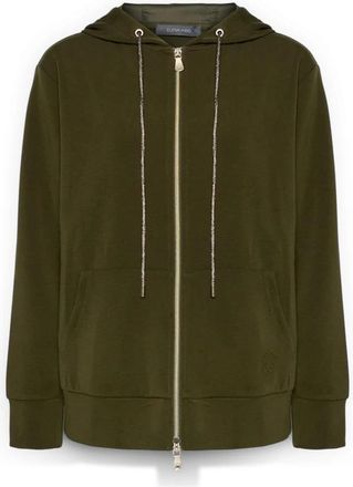 Elena Miro Hooded sweatshirt van modalblend - Dames - Vesten met rits - Groen - 3XL - Polyester - Hoodies & sweatvesten