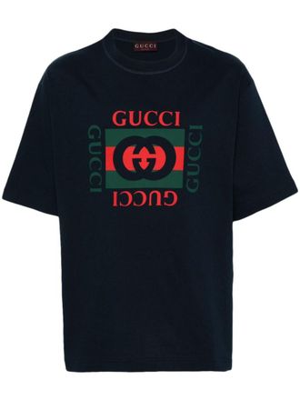 Gucci Navy Blue Crewneck Logo T-Shirt